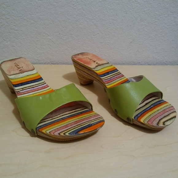 vis a vie Shoes - Vis a Vie Women's Colorful Slide Heel Sandals Sz 6